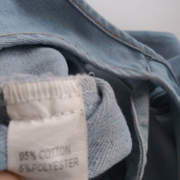 Baby Girls Denim Romper Solid Color Sleeveless Tie Knot Shoulder Jumpsuits - Picture 6 of 6